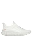 Skechers Bobs Geo Slip On Lave Up Knitted Trainers - Off White, White, Size 3, Women
