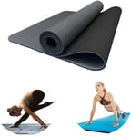 Ultra wide 80 cm double layer TPE yoga and pilates mat for beginners for ground exercises (Hatha Nidra Tradition Pilates Fitness Repair Prenatal)-Black+Gray Uptodate