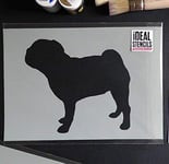 Ideal Stencils Pug Dog STENCIL. Dog Home Decor & craft Stencil. Paint Walls Fabric & Furniture. Reusable Ltd. (XL/54x57.5cm)