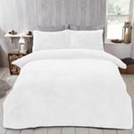 Brentfords White Single Duvet Cover Set Teddy Fleece, Winter Bedding Set Single Duvet Cover Luxury Super Soft Comfy Thermal Bedding with Pillowcase Quilt Cover