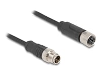 Delock - Nätverkskabel - 8 Pin M12-X (Hane) Till 8 Pin M12-X (Hona) - 2 M - 6 Mm - S/Ftp - Cat 5E - Svart