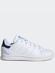 adidas Originals Kids Boys Stan Smith Trainers - White/Blue, White/Blue, Size 12 Younger