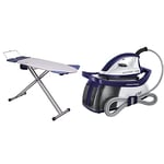 Mabel Home Extra-Wide ironing Pro Board with Shoulder Wing Folding, 8 Feature, with + Extra Cover & Russell Hobbs 24440 Steam Generator Iron, Series 3, 2600 W, Purple/White