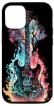 Coque pour iPhone 15 Guitare électrique Band Rock Design : résonance de la forêt de feu