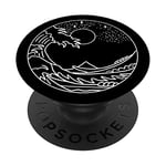 The Great Wave Off Kanagawa Minimal Line Art Nature Gift PopSockets PopGrip: Swappable Grip for Phones & Tablets