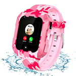 LiveGo Smart Watch for Kids, 4G Safe Smartwatch Phone, with Detachable Case, GPS Tracker, Calling SOS, Camera WiFi for Kids Children Students Ages 4-12 Birthday Gifts (T28 Pink)