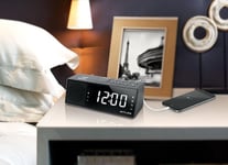 radio réveil FM bluetooth avec doubles alarmes noir