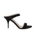 Prada WoMens Black Leather Sandals Stiletto Heels Open Toe Shoes - Size EU 36
