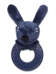 Smallstuff Rattle Rubber Ring, Rabbit, Navy Blå