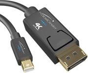 KabelDirekt Câble Mini DisplayPort (Thunderbolt) sur DisplayPort (Mini DP sur DP) - 3m - (UHD, 4K / 60Hz, Version 1.2, Convient pour PC & Mac, connecteur DP avec système de Verrouillage)