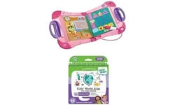 Bundle of LeapFrog LeapStart Electronic Book, Educational Playbook for Pre School Boys & Girls 4, 5, 6 Year Olds, Pink, + LeapStart Level 3 Kids World Atlas and Global Awareness Activity Book