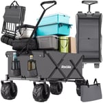 tectake® Chariot de Transport Pliable Tout-Terrain à Roulettes - Pour Jardin, Plage, Chien - Capacité Max. 80 kg - Avec Sac de Rangement - Pour Courses, Pêche, Camping, Festival