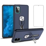 Phone Case for Samsung Galaxy A71 4G/SM-A715F with Tempered Glass Screen Protector Cover and Stand Ring Holder Rugged Hard Shockproof Heavy Duty Accessories Galaxya71 samsunga71 71A A 71 a71case Blue