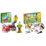 LEGO 10969 DUPLO Town Fire Engine Toy for Toddlers 2 Plus Years Old, Truck with Lights and Siren & 31137 Creator 3 in 1 Adorable Dogs Set with Dachshund, Pug, Poodle Figures and More Breeds
