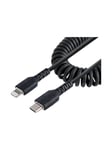 StarTech.com USB C to Lightning Cable 50cm/20in MFi Certified Coiled iPhone Charger Cable Black