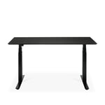 Ethnicraft - Bok Adjustable Desk - Varnished Oak Black Top - Black Base - With Cable Management -140 x 70 cm - Skrivbord - Alain Van Havre - Träfärgad - Trä