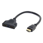Câble doubleur convertisseur port HDMI 1080P mâle vers 2 port HDMI femelle Noir pour HP EliteBooK 840 G3 Core i5-Visiodirect