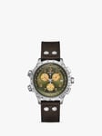 Hamilton H77932560 Men's Khaki Aviation Chronograph Date Leather Strap Watch, Brown/Green