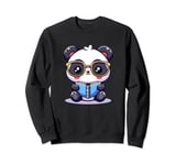 Adorable Book Lover Panda With Reading Glasses Cute Sweatshirt