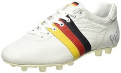 Pantofola d'Oro Chaussures de Football à Crampons pour Homme, Blanc/Jaune/Rouge, 43.5 EU