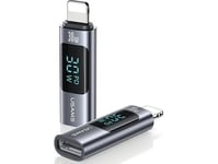 Usams Av-Adapter Med Display Usams Au18 Usb-C / Lightning Digital Display 30W Stål/Aluminium Universal