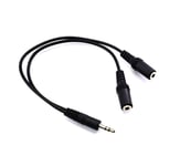 20 cm Male to 2 Female Black Stereo Earphone Jack Splitter Cable 3.5 mm