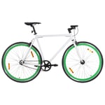 vidaXL Fixed gear cykel vit och grön 700c 55 cm 92268