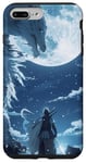 Coque pour iPhone 7 Plus/8 Plus Guerrier de style animé Visages Lune Loup Fantasy Stars