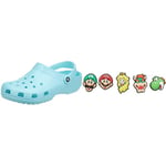 Crocs Unisex's Classic Clog, Blue (Ice Blue), 12 UK Jibbitz Shoe Charm 5-Pack | Personalize with Jibbitz Super Mario One-Size