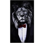 Ami0707 Classic Black Wild Lion In A Suit Canvas Painting Wall Art Animal Gentleman Lion Posters Prints On Canvas Picture Home Decor 30X50cmNoFrame FB62