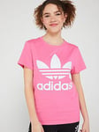 adidas Originals Junior Trefoil Tee - Pink, Pink, Size 15-16 Years