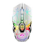 LEAVEN 7 Keys 4000DPI USB Wired Computer Office Luminous RGB Mechanical Gaming Mouse, Cabel Length:1.5m, Colour: S30 White
