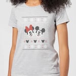 Disney Mickey and Minnie Women's Christmas T-Shirt - Grey - XS