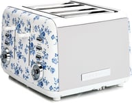 Laura Ashley 4 Slice Toaster by VQ Defrost Reheat Warming Rack - China Rose