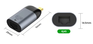 USB-C 3.2 Gen.1 til RJ45 adapter kabel