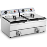 Friteuse Électrique Double Friteuse Restaurant Robinet 400 V 2x 16L 2x 6000 W