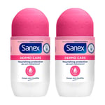 Sanex Dermo Care Roll On 50ml Pack of 2 Mild Anti-perspirant 48h Nourishing