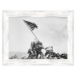 ConKrea Classic Frame Poster and Print - Historical of War - Battle of Iwo Jima - Japan America Joe Rosenthal - American Flag (398) Dimensioni Stampa: 30x42cm G - Classica Oro A Foglia Invecchiato Mogano