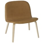Visu Lounge Chair/ Wood Base- Oak/Oak Lounge-Tuoli Lakattu Valmistettu tammesta Valmistettu nahkasta, Valmistettu nahkasta Nahanruskea