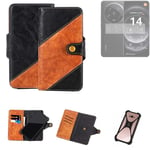 Sleeve for Xiaomi 14 Ultra Wallet Case Cover Bumper black Brown 