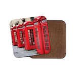 Red Telephone Boxes Coaster - England Britain London UK Travel Cool Gift #14477