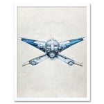 Blueprint Diagram X Wing Fighter Fantasy Fan Art Print Framed Poster Wall Decor 12x16 inch