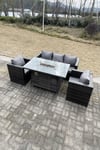 Pe Wicker 5 Seater Rattan Gas Fire Pit Table Heater Sets Lounge Sofa Chair