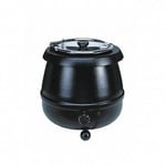 Black Electric 10L Soup Kettle with Stainless Steel Lid and Food Pan