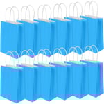 Papperspåsar för fest, 12 st present- och godispåsar med handtag, blå kraftpapperspåsar för barnkalas, födelsedag, bröllop, jul (150x80x210mm) Blue