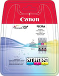 Genuine Canon CLI-521 Cyan/Magenta/Yellow Multipack Ink Cartridges 3-pack New
