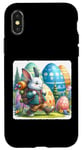 Coque pour iPhone X/XS Lapin Hikes Among Giant Easter Orbs Sac à dos aventurier