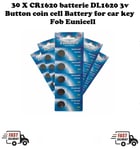 30 X CR1620 battery DL1620 3v Button coin cell Battery for car key Fob Eunicell 