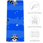 TIZORAX Dancing Racoon With Crown Eco Friendly Yoga Mat, TPE Yoga Mat Non Slip, Perfect for Yoga, Pilates and Fitness(80x183x0.8 cm)