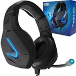 Orzly Gaming Headset for PC and Gaming Consoles PS5, PS4, XBOX SERIES X | S, XBOX ONE, Nintendo Switch & Google Stadia Stereo sound with noise cancelling mic - Hornet RXH-20 Abyss Edition
